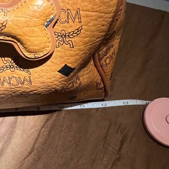 MCM Limited Edition Striped Boston Bag in Cognac Visetos Coated Canvas - Picture 11 of 16